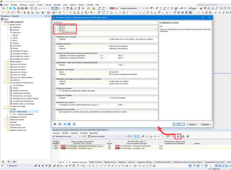 Vous pouvez désactiver la vérification de la résistance au feu dans les paramètres globaux du module complémentaire Vérification de l’acier.