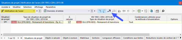 Lancer la vérification de l’acier avec un bouton dans le tableau