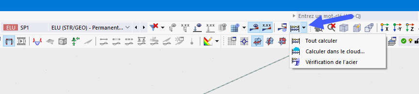 Démarrage de la vérification de l’acier via le bouton de liste