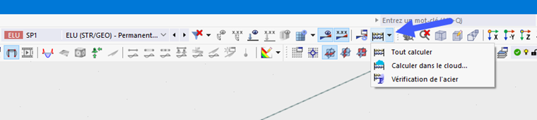 Démarrage de la vérification de l’acier via le bouton de liste
