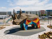 Vue détaillée de la structure acier Rhino Climber au marché Denargo par CRAFT Engineering Studio