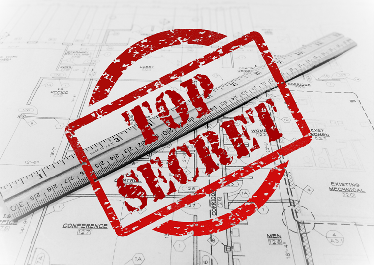 Illustration de plans de bâtiment confidentiels, non destinés au public.