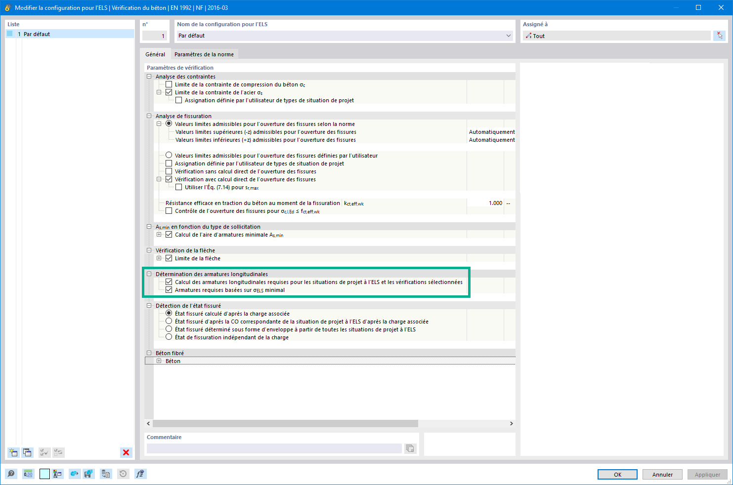 Calcul des armatures longitudinales requises pour le béton selon l’ACI 318 ainsi que la CSA A23.3 pour analyse aux états limites de service.