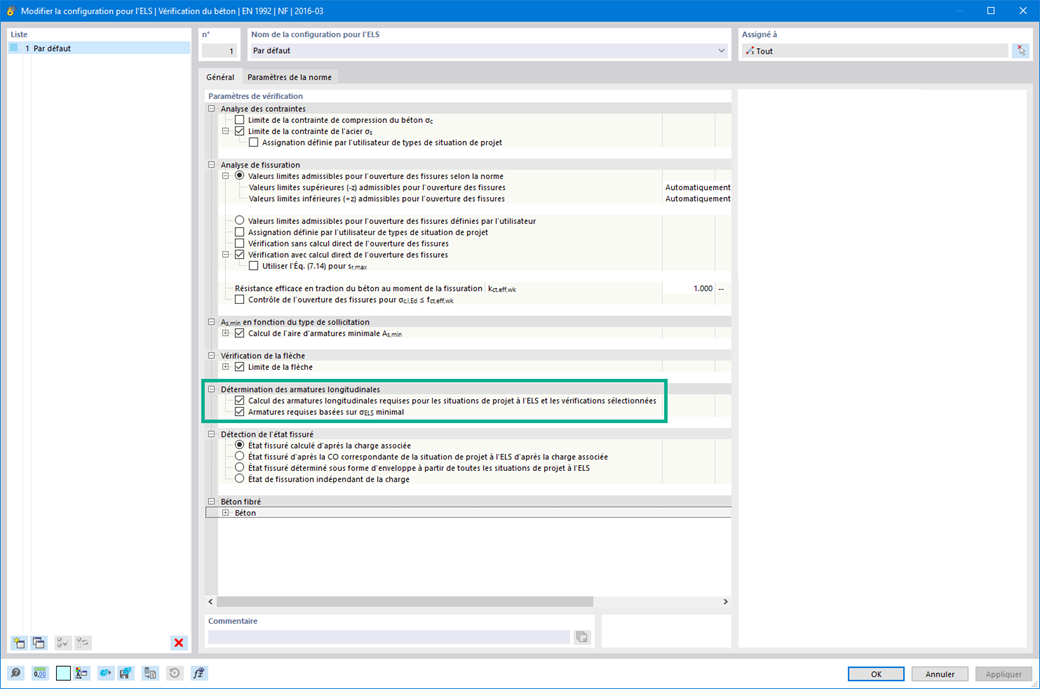 Calcul des armatures longitudinales requises pour le béton selon l’ACI 318 ainsi que la CSA A23.3 pour analyse aux états limites de service.