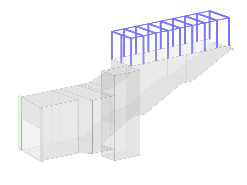 Dessin technique d’une structure d’escalier avec une cage d’ascenseur. Représentation détaillée de la structure. Visualisation technique.
