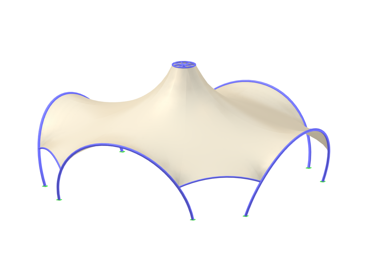 Structure à membrane textile sur cadre en acier. Form-Finding dans RFEM 6