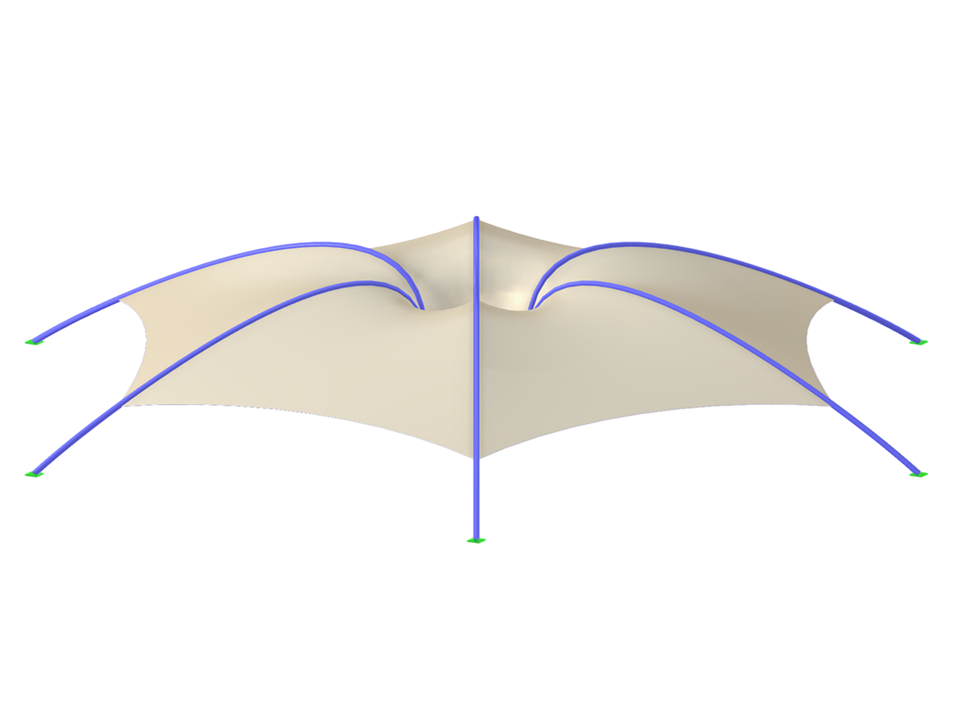 Structure de membrane textile sur charpente en acier. Utilisation du module complémentaire Recherche de forme dans RFEM 6
