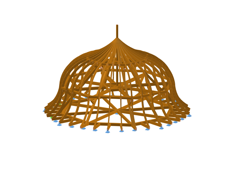 Structure en bois détaillée de la tour des cuisines