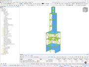Structure en acier du niveau « Feu », modélisée dans RFEM par Impulse Control.