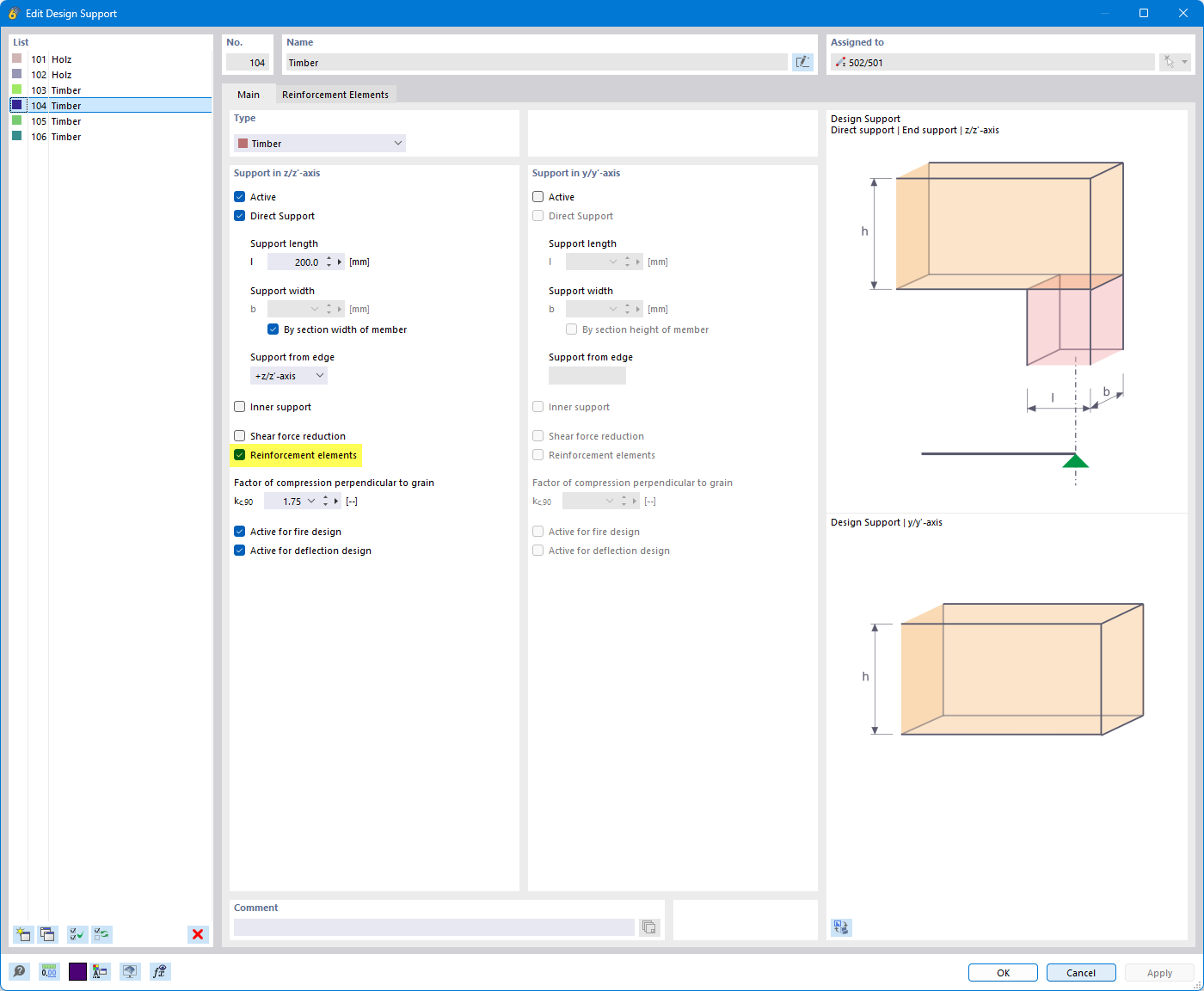 Activation des renforts de compression perpendiculaire à l’appui de calcul