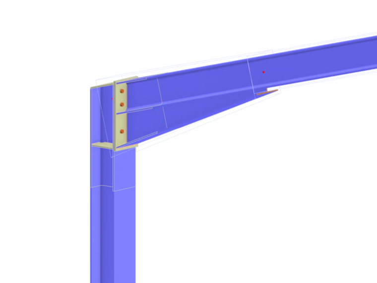 Modèle d’un détail poteau-poutre avec une section variable et un assemblage en acier dans RFEM 6