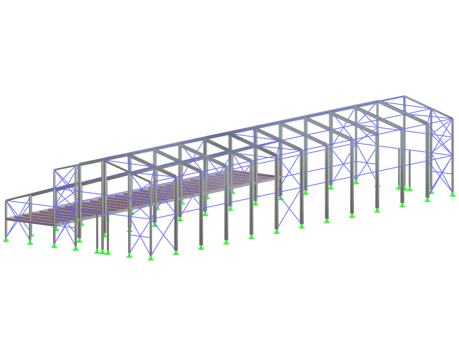 Le modèle de hall de maintenance élaboré par Aleš Jílek dans le cadre du concours Dlubal Talent présente une structure axée sur des éléments en acier et le concurrent le présente comme un mémoire de bachelor.