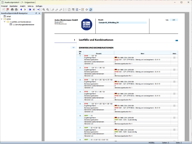 Tableau des combinaisons d’actions actives et inactives dans le rapport d’impression.