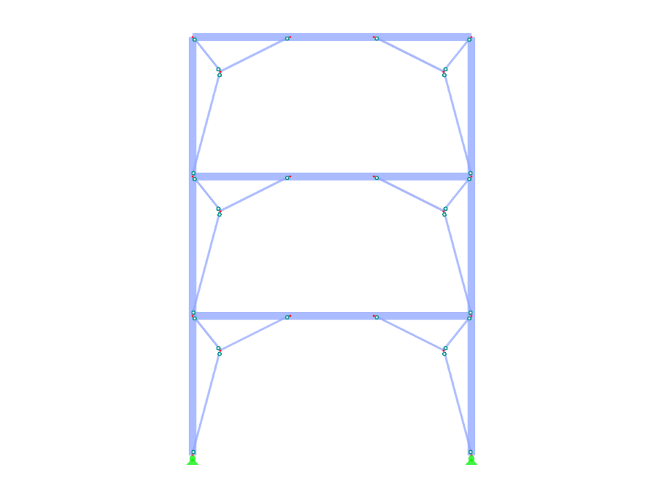 Conception de système de contreventement symétrique pour une structure métallique mettant en évidence la stabilité structurelle et l'optimisation des charges.