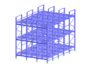 Vue détaillée d'une structure de rayonnage en acier utilisée dans les systèmes de rayonnages à palettes, mettant en valeur ses éléments porteurs et ses caractéristiques de conception.