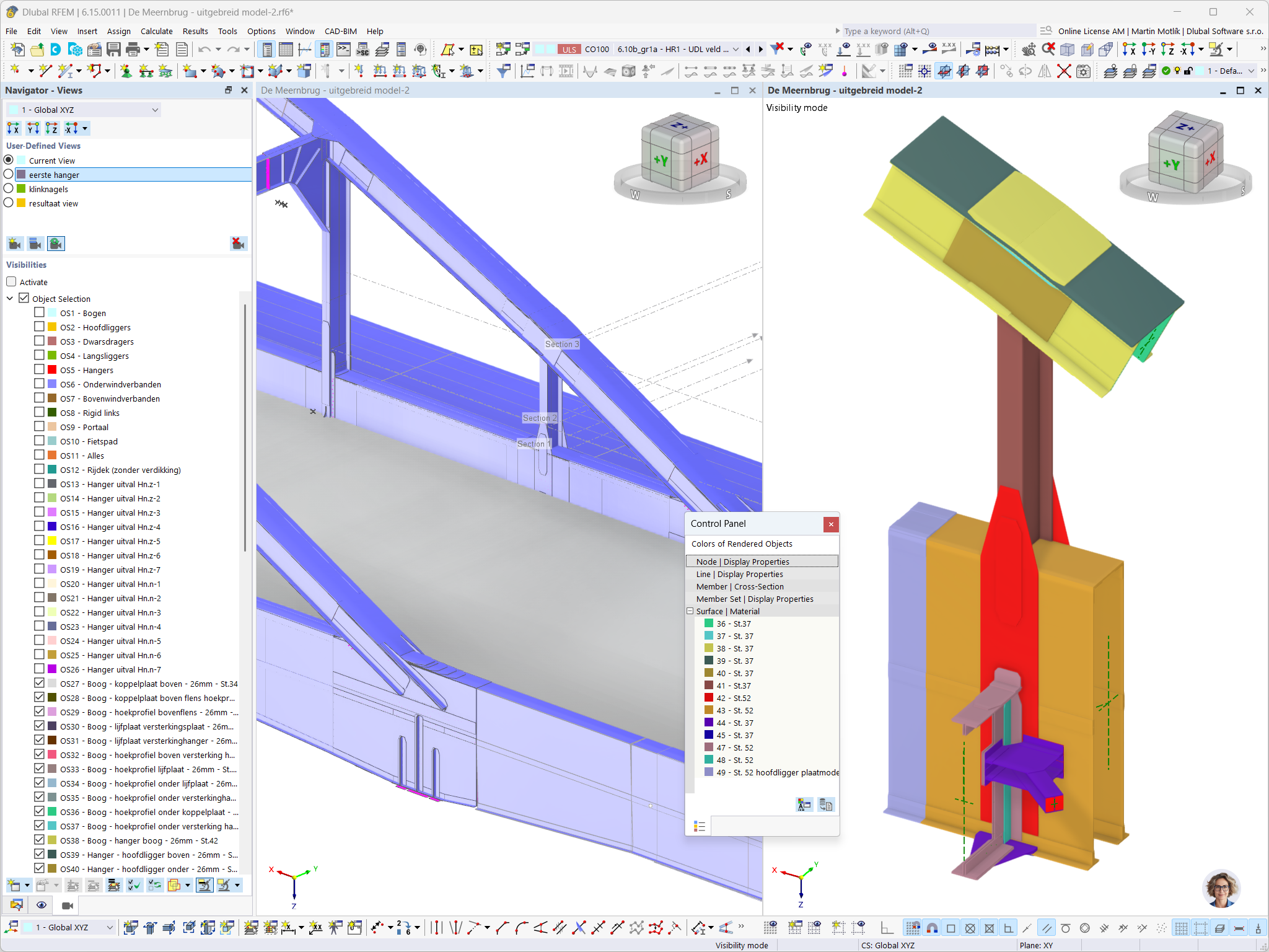 Sous-modèle détaillé d'un assemblage de suspension riveté construit à partir d'éléments plaque dans RFEM