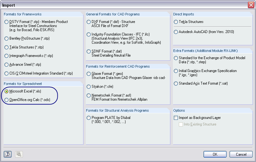 Trasferimento dati da MS Excel a RFEM 6