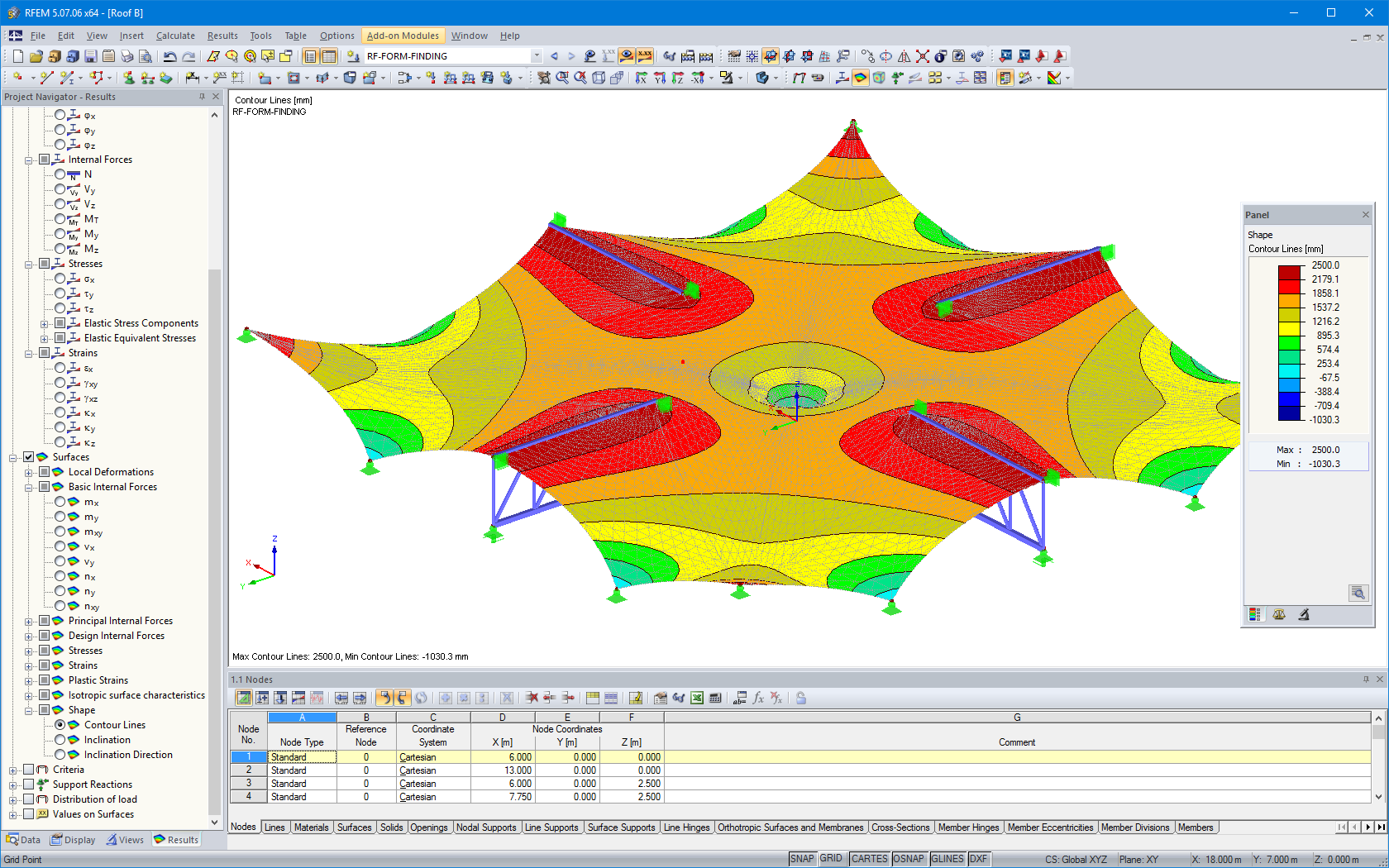 Form-finding per strutture in acciaio e membrane