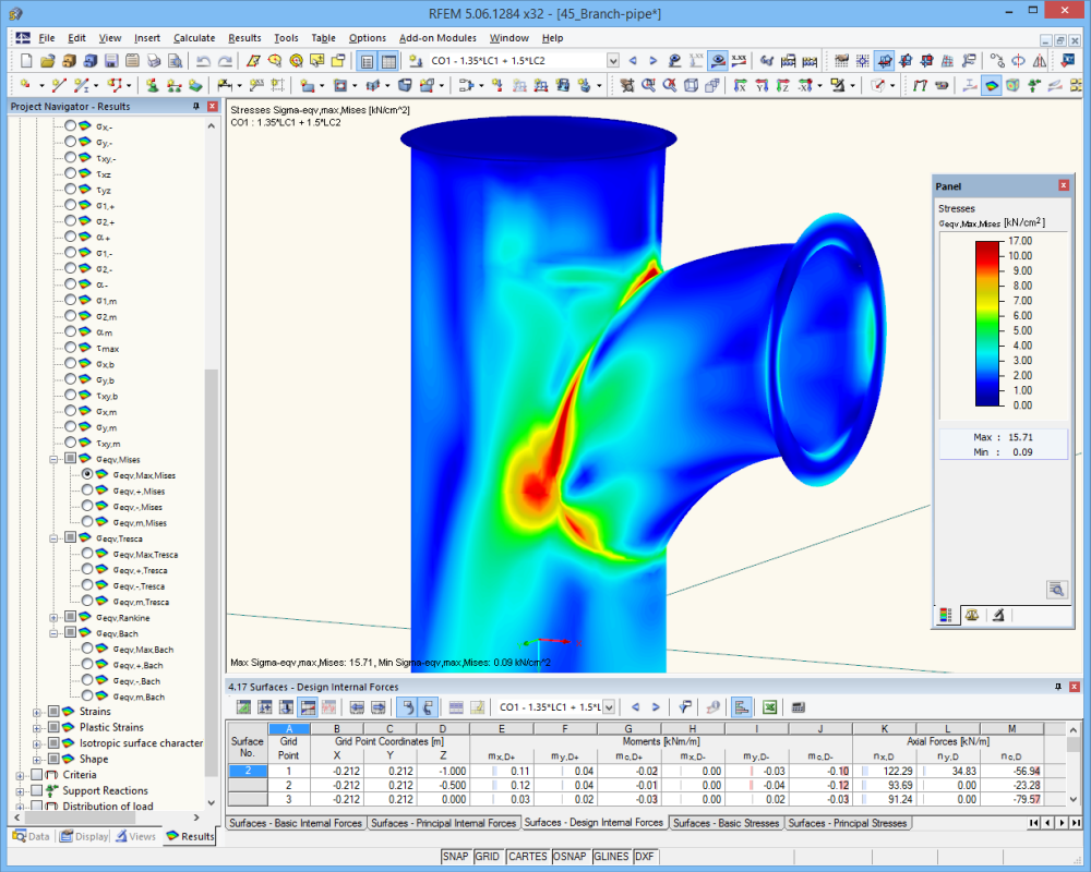 Rohrabzweig - Flächenspannungen