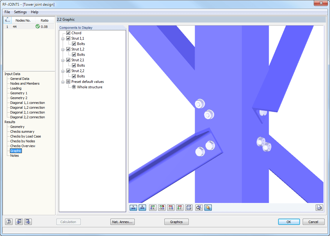Visualizzazione dei giunti in RF -JOINTS Steel - Tower