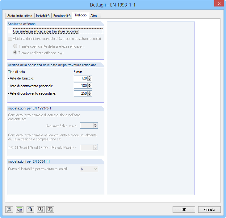 Detaileinstellungen für Gittermast