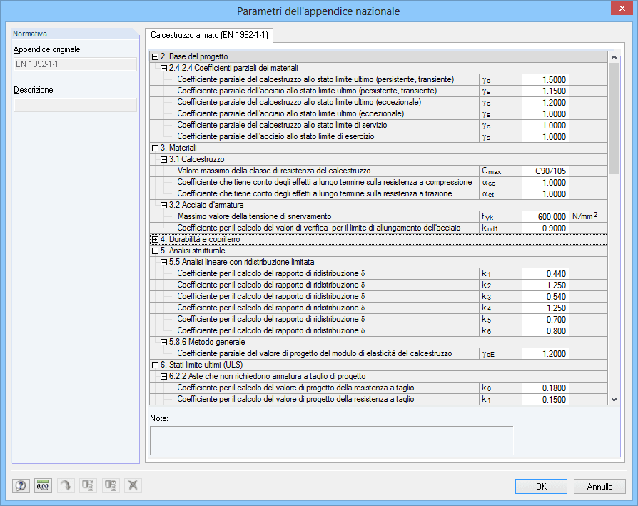 RF-CONCRETE Superfici - Impostazioni di dettaglio