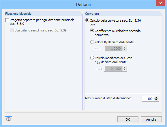 Impostazioni dettagliate