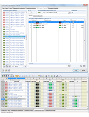 Kombinatorik-Dialog und Tabelle 2.5 Lastkombinationen