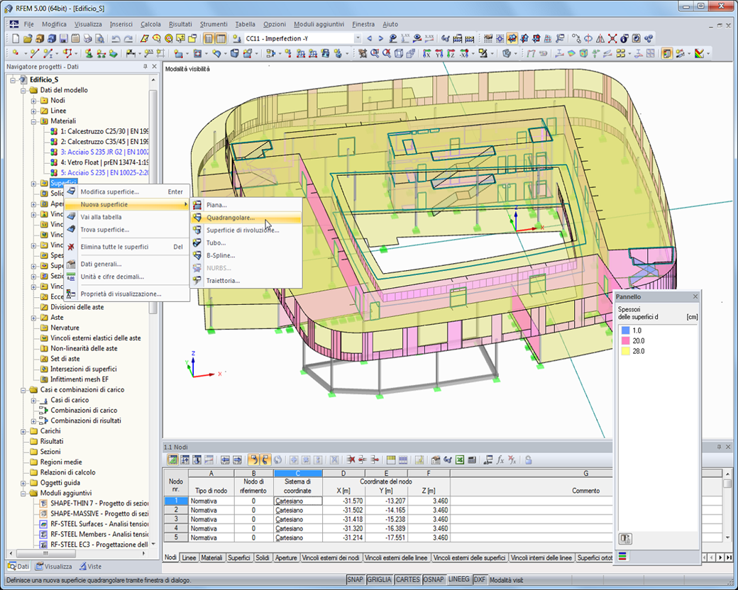Navigator-Kontextmenü zum Anlegen einer neuen Fläche