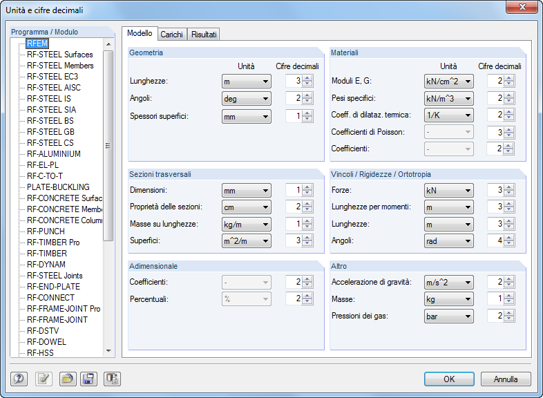 Anpassen der Einheiten und Dezimalstellen