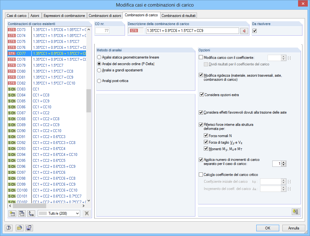 Bemessungsparameter einer Lastkombination