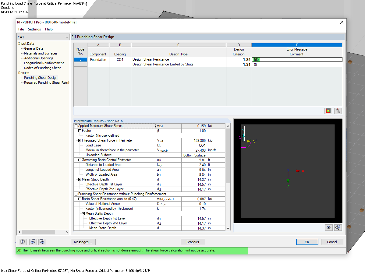 Finestra 2.1 in RF-PUNCH Pro con il messaggio n. 56
