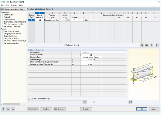 Inserimento dei vincoli esterni intermedi