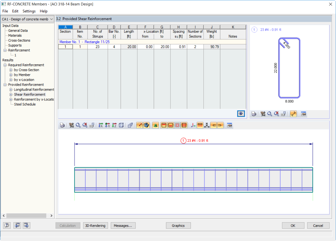 Schema di armatura a taglio RFEM