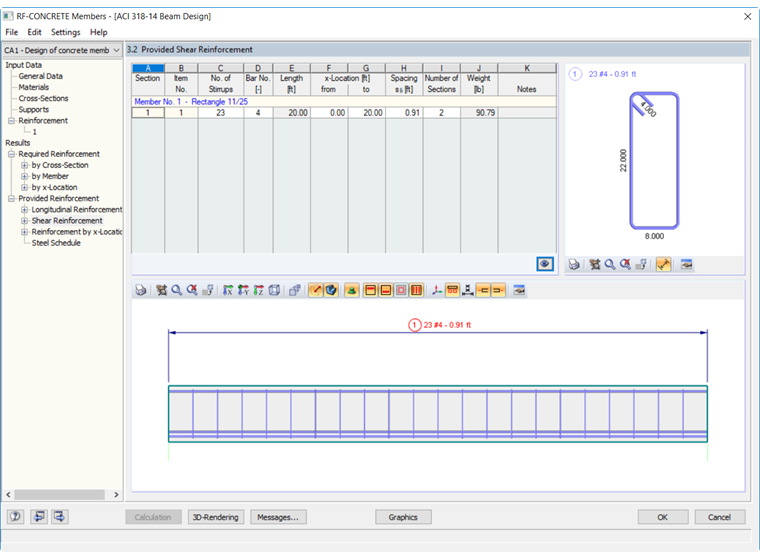 Schema di armatura a taglio RFEM