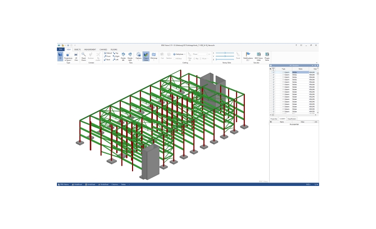 Visualisierung eines BIM-Modells in einem Viewer mit der Möglichkeit, Querschnitte, Material und Abmessungen abzufragen
