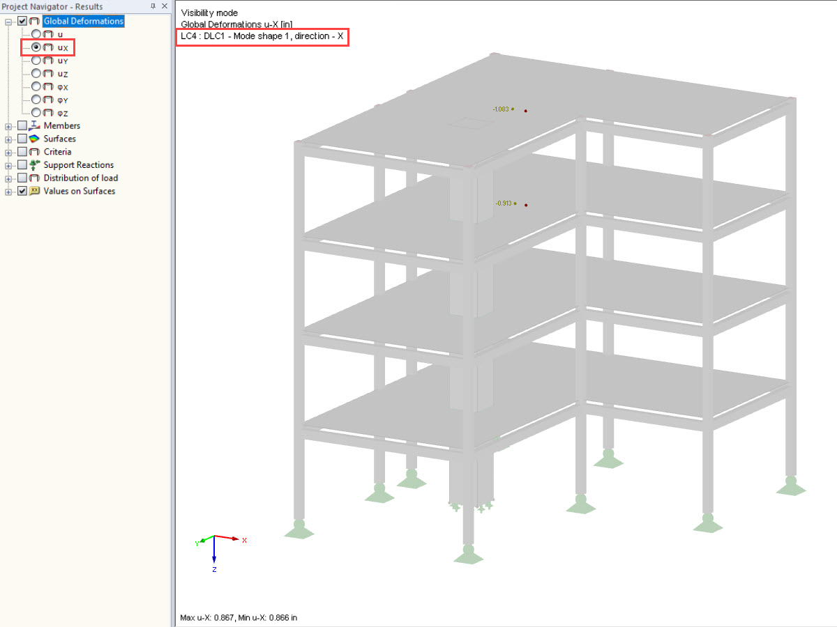 Derive del piano superiore al baricentro in direzione X