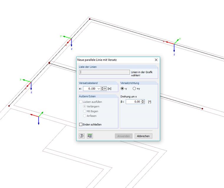 Layer guida DXF: Linea centrale del muro creata afferrando il bordo esterno con offset