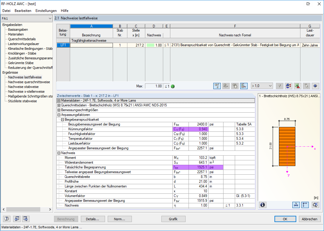Valutazione in RF-/TIMBER AWC