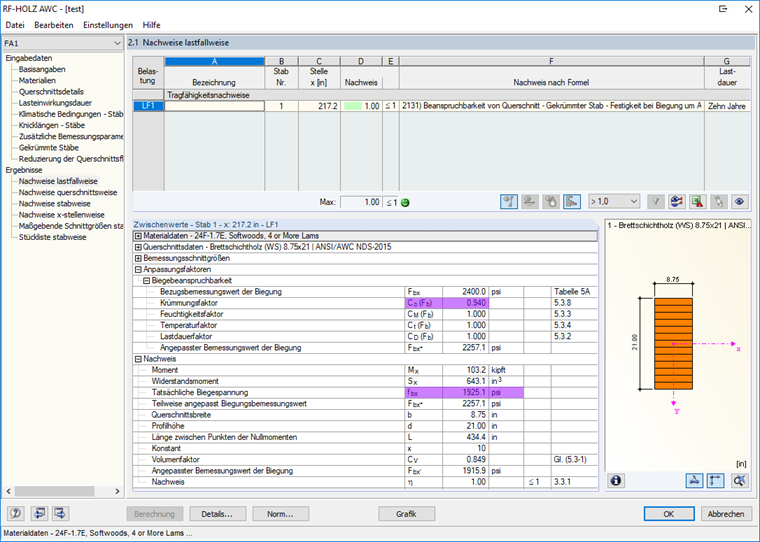 Valutazione in RF-/TIMBER AWC