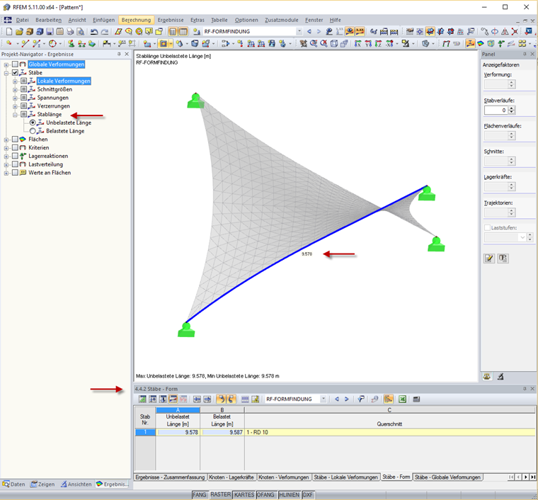 Output della lunghezza della fune