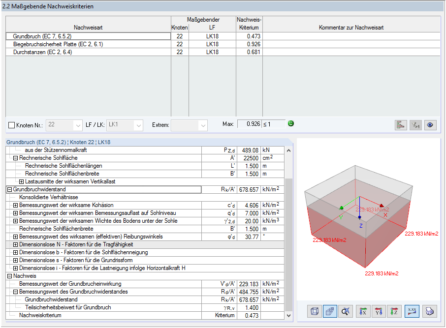 Criterio di progettazione nella finestra 2.2 di RF-/FOUNDATION Pro