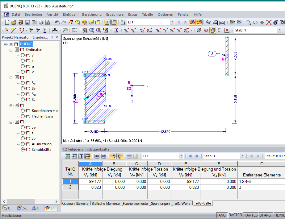 Forze della sezione della parete di taglio