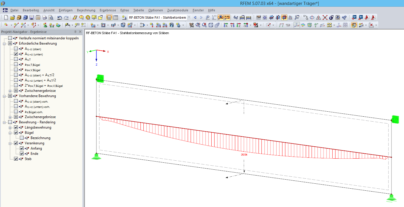 Ergebnisse am Ergebnisstab