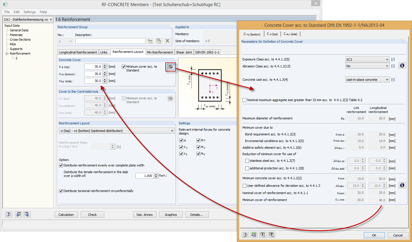 Automatische Ermittlung der Mindestbetondeckung nach Norm