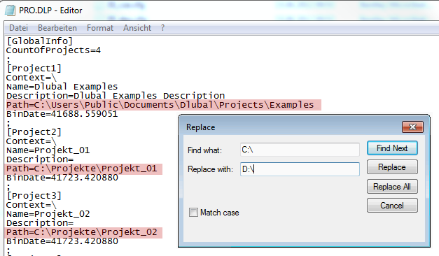 Modifica i percorsi delle directory