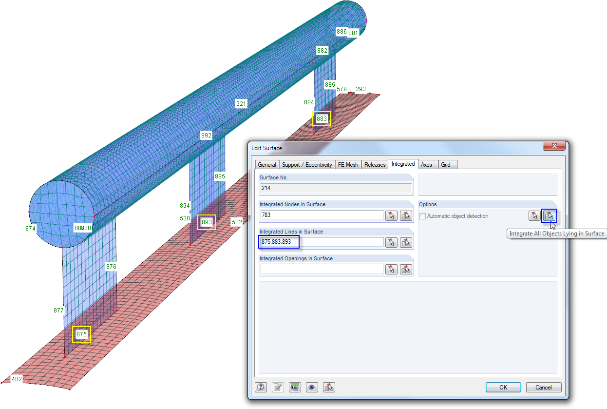 Integrazione automatica di oggetti in superfici quadrangolari