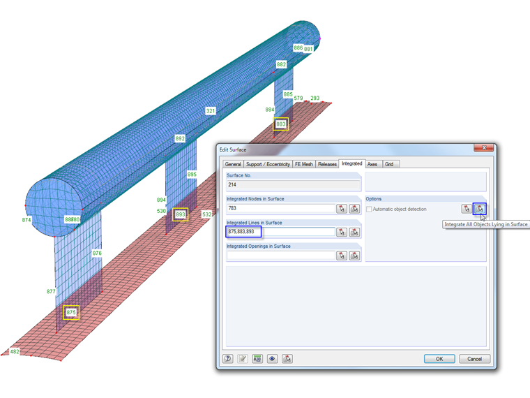 Integrazione automatica di oggetti in superfici quadrangolari