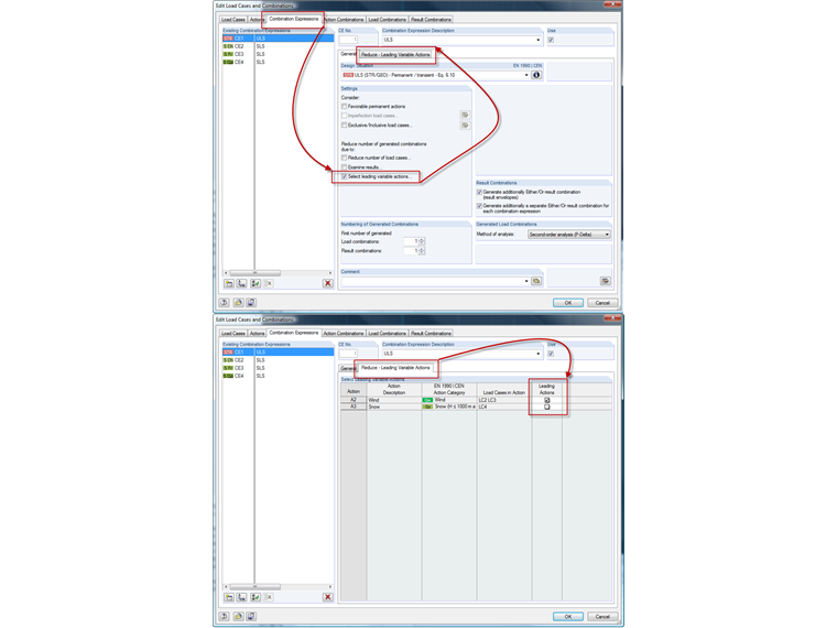 Modifica casi e combinazioni di carico