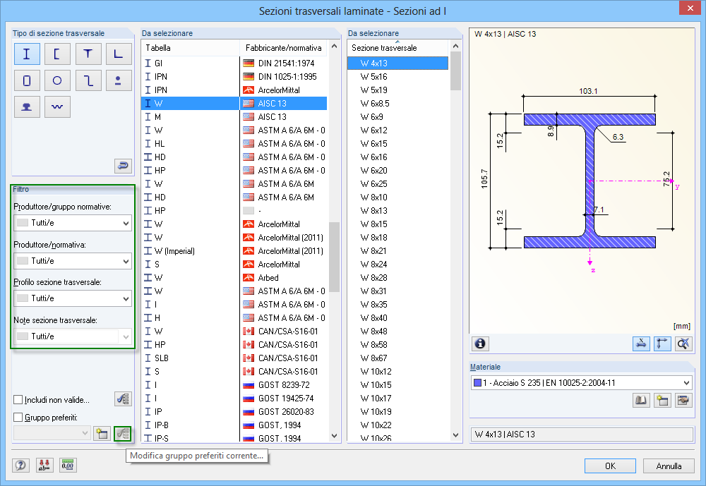 Favoritengruppe in der Querschnittsbibliothek anlegen